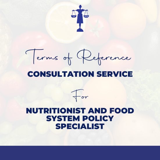 Terms of Reference (TOR) To Engage a Part Time Nutritionist and Food System Policy Specialist